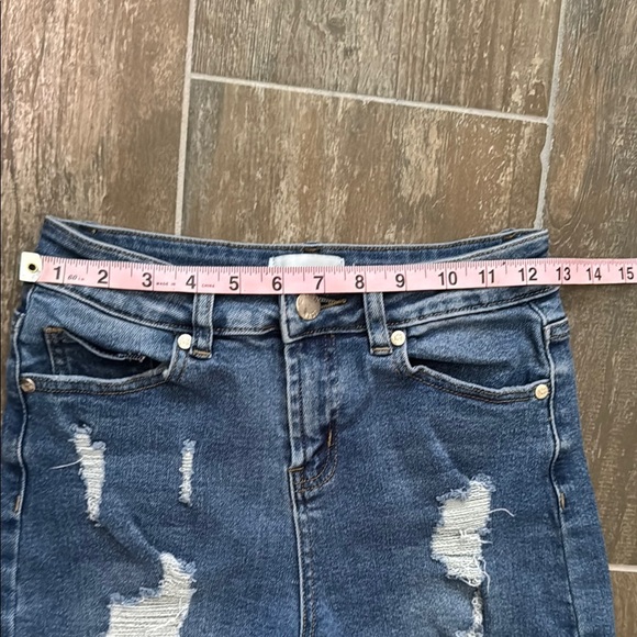 William Rast Blue Distressed Jean Shorts - Picture 6 of 9